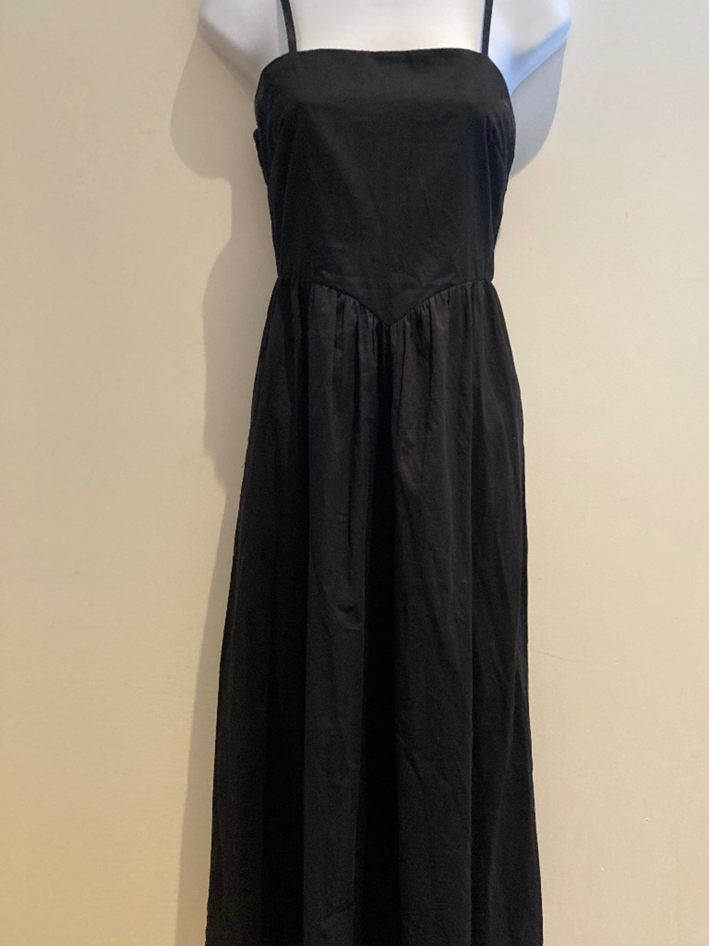 Black 100% Cotton Japna Dress, Mid-Calf Length, Size XS